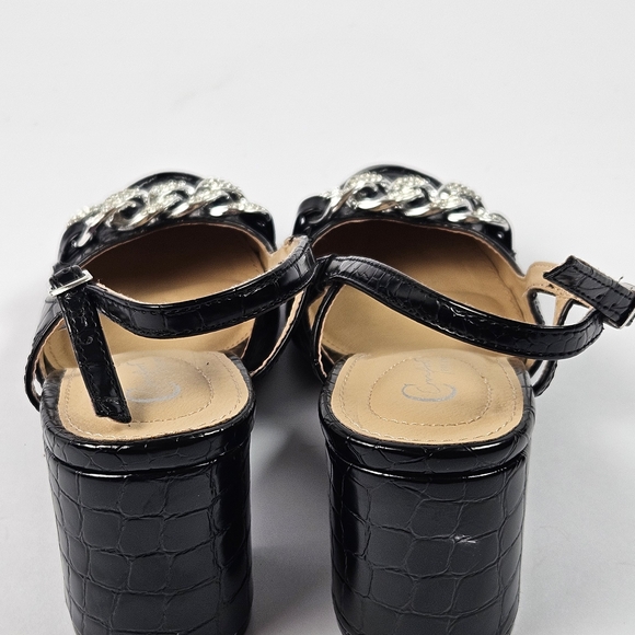 Cato Comfort Black Crocodile Slingback Heels 8M - Picture 10 of 11